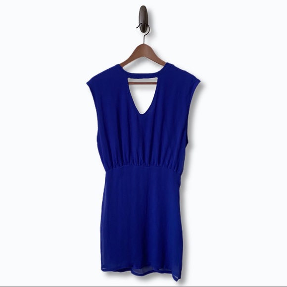 Urban Outfitters V-Neck Open Back Dress Blue Sz 2 - Picture 2 of 11